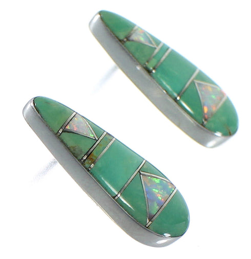 Turquoise And Opal Inlay Silver Earrings EX44832